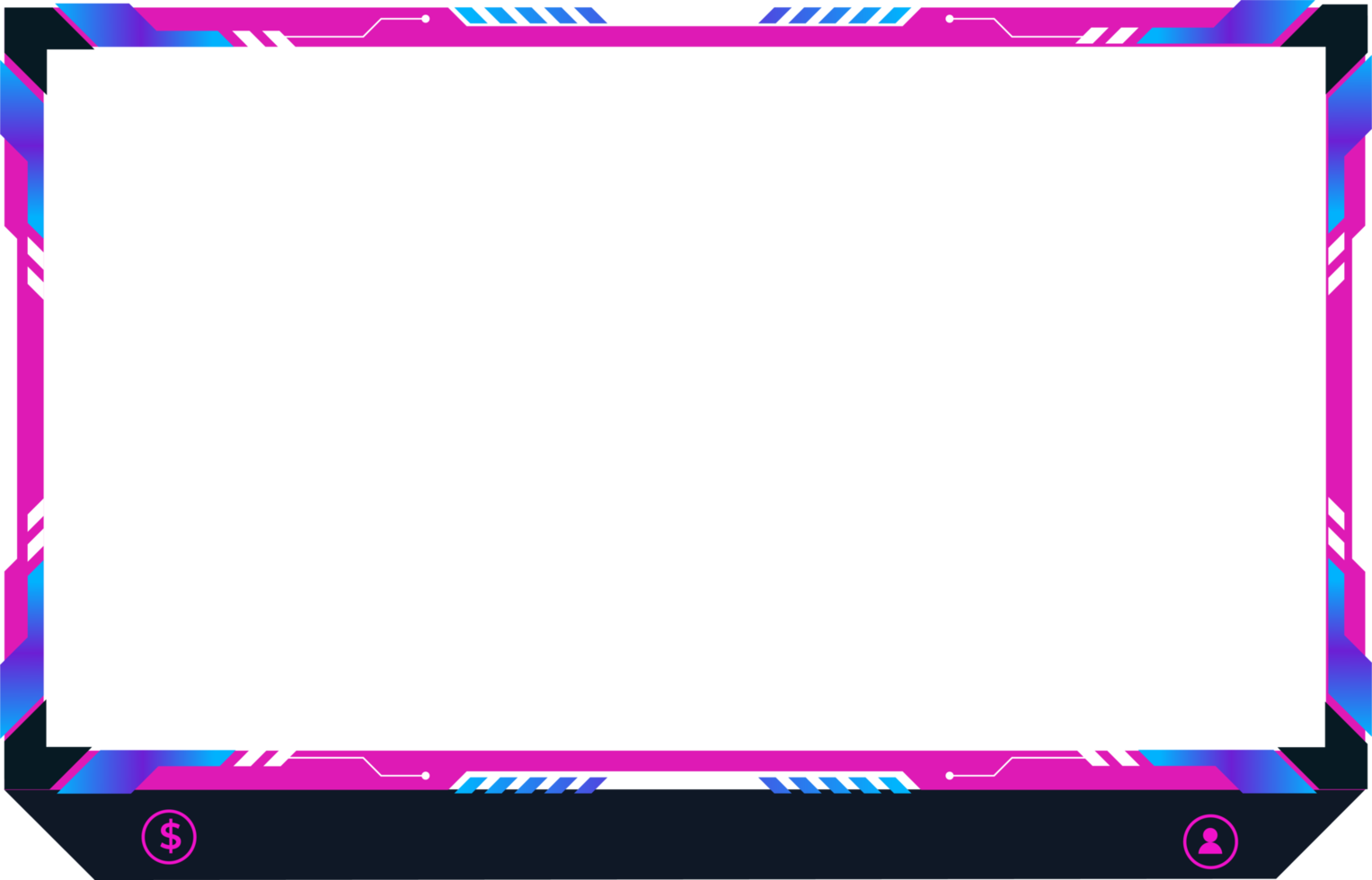 Girly screen overlay PNG with pink and dark colors. Gaming screen panel image with abstract shapes for the broadcast system. Digital streaming overlay panel with girly color light effects.