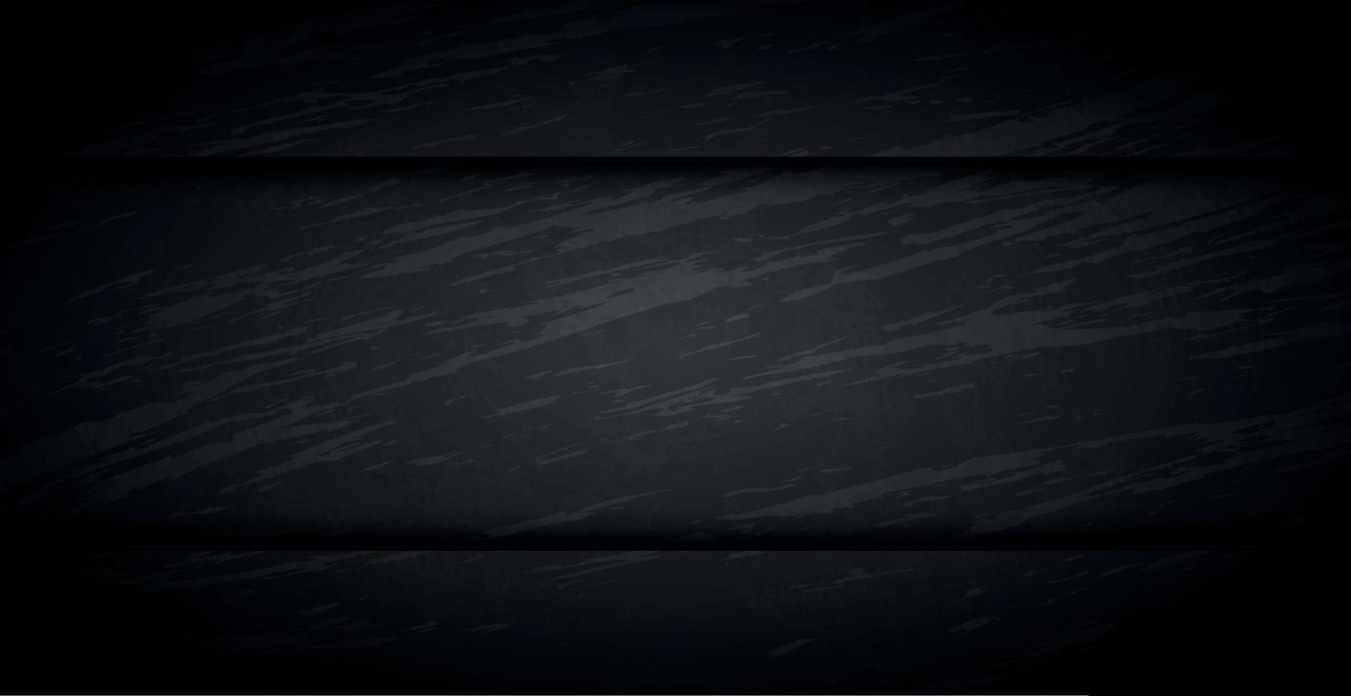 Black abstract textured grunge background wall with horizontal stripes - Vector