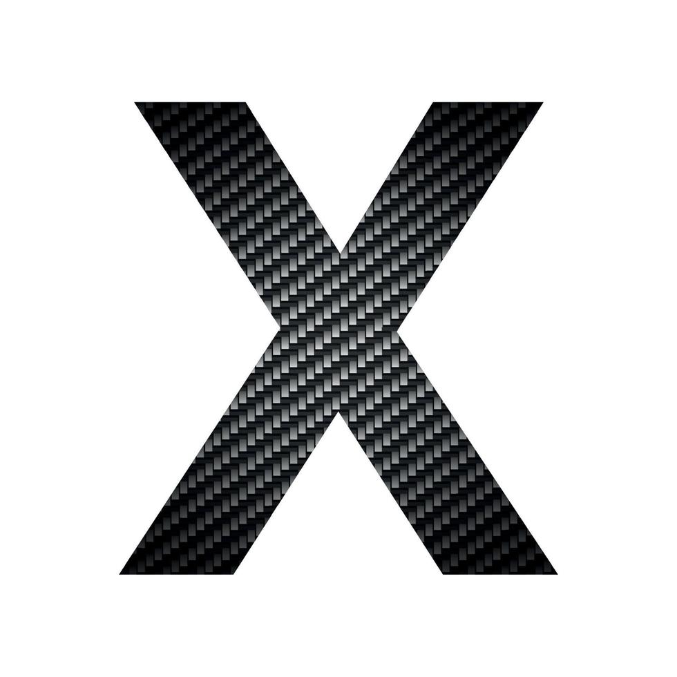 English alphabet letter X, carbon dark texture on white background - Vector