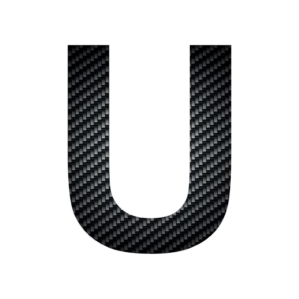 English alphabet letter U, carbon dark texture on white background - Vector