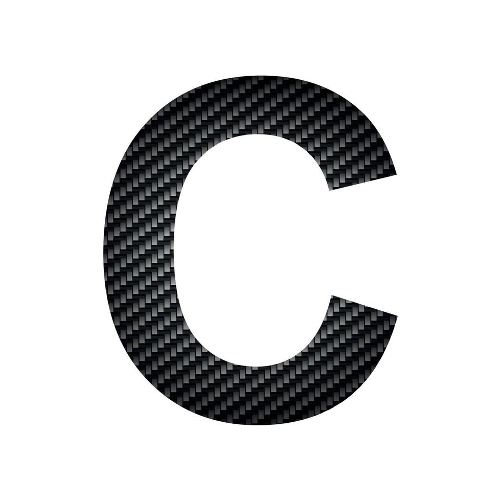 English alphabet letter C, carbon dark texture on white background - Vector