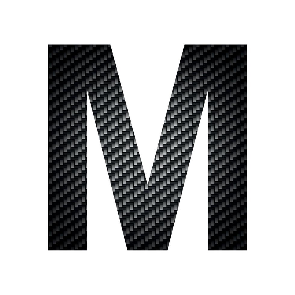 English alphabet letter M, carbon dark texture on white background - Vector