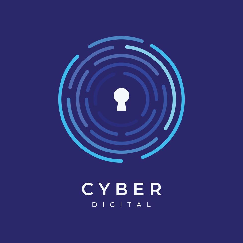 diseño de plantilla de logotipo de seguridad cibernética digital de tecnología creativa con escudo moderno y concepto de protección de clave. logo para negocios, digital y tecnología. vector