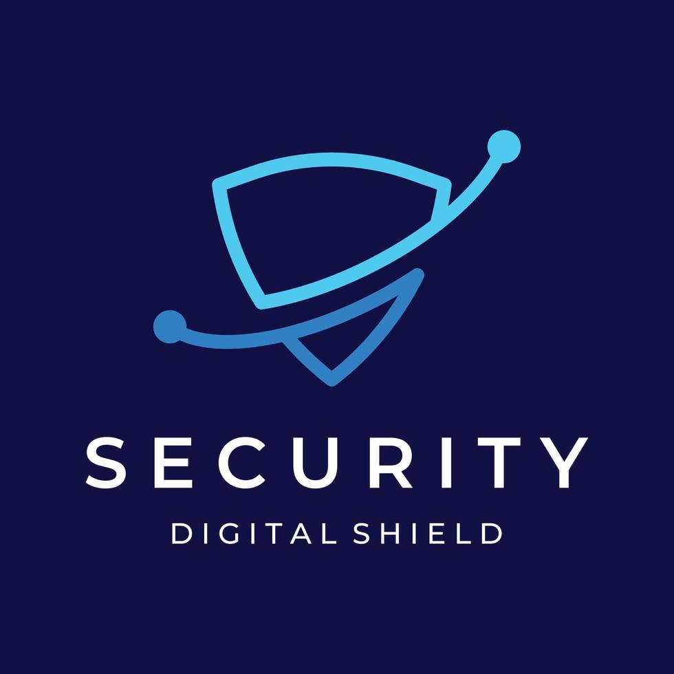 diseño de plantilla de logotipo de seguridad cibernética digital de tecnología creativa con escudo moderno y concepto de protección de clave. logo para negocios, digital y tecnología. vector