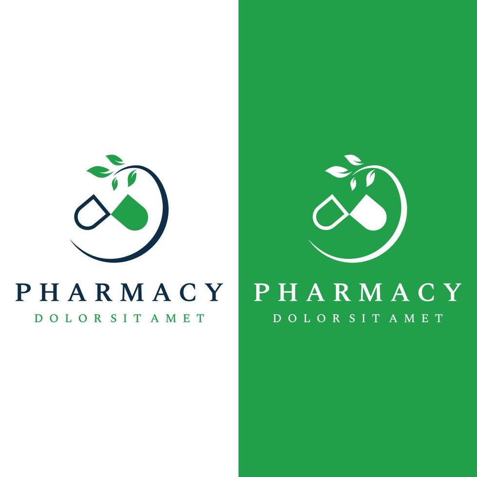 Pharmacy logo template design with bowl and pounded herbal medicine.Logos for medicine, doctor, hospital and pharmacy. vector