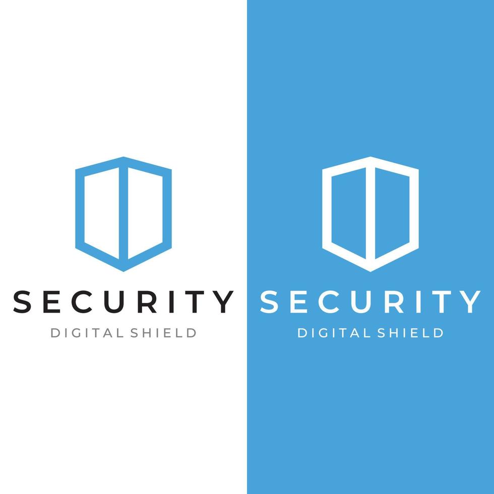 Creative technology digital cyber security logo template design with modern shield and key protection concept. Logo for business, digital and technology. vector