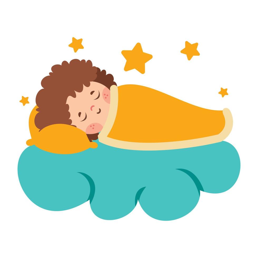 Cartoon Illustration Of Kid Sleeping vector