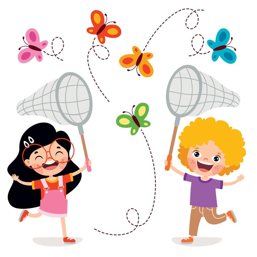 Spring Season With Cartoon Children 13474057 Vector Art at Vecteezy