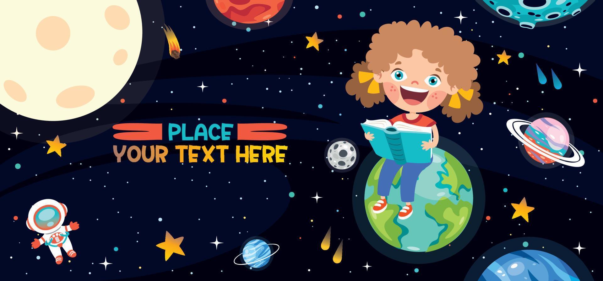 Kid Sitting On Earth And Reading Book vector