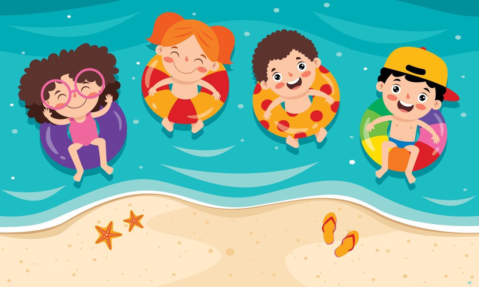 vacaciones de verano con niños de dibujos animados vector
