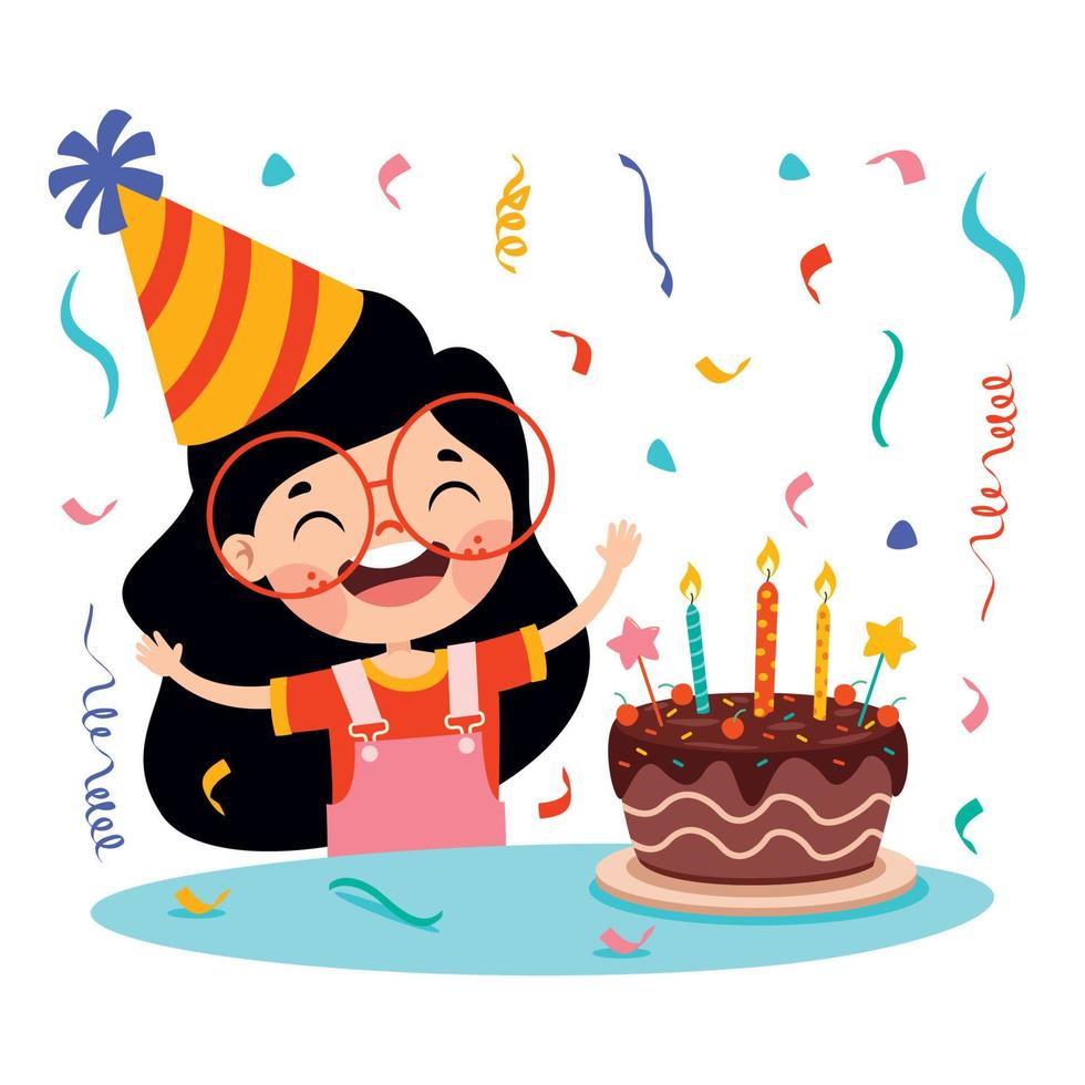 Cartoon Kid Celebrating Birthday Party vector