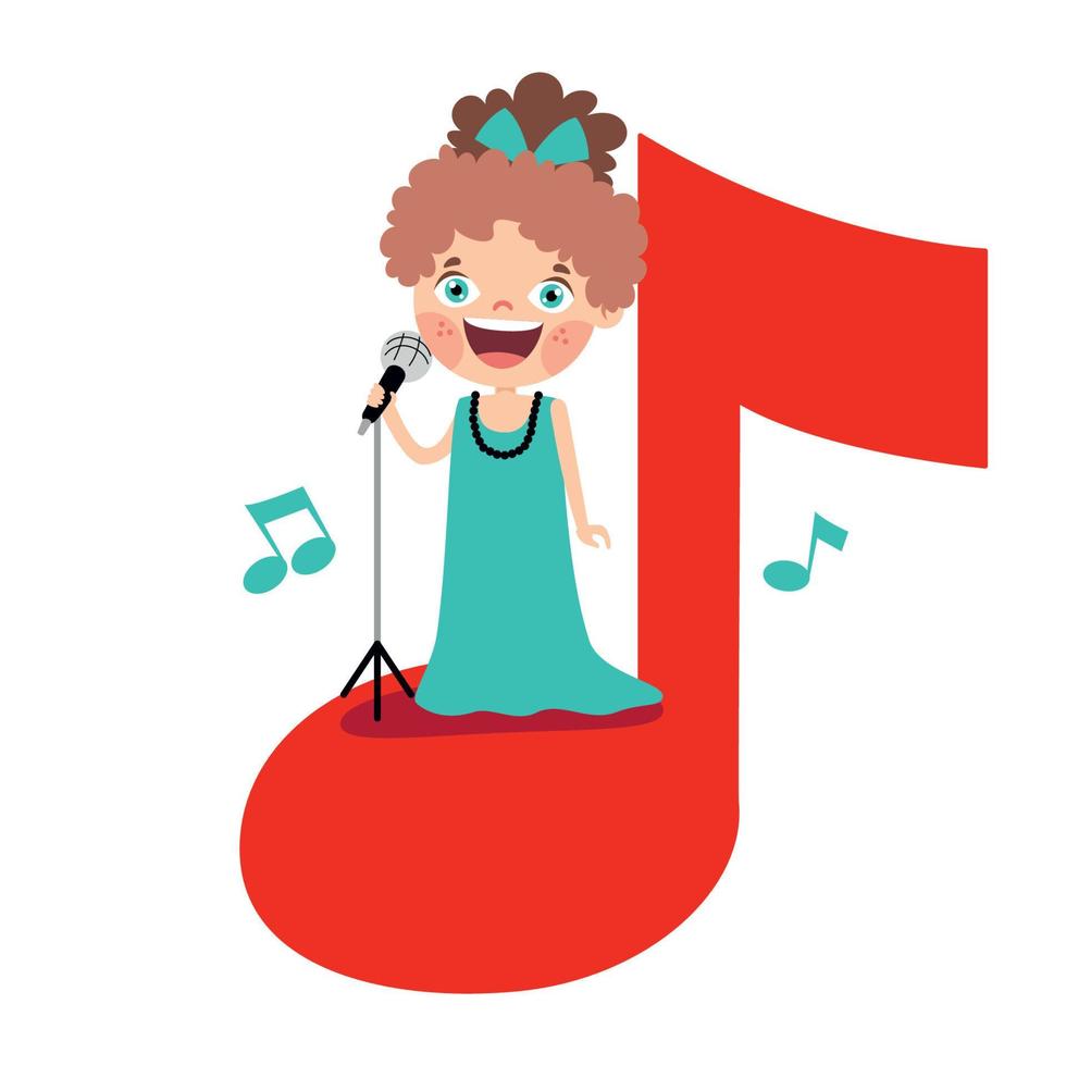 Funny Cartoon Kid Making Music vector
