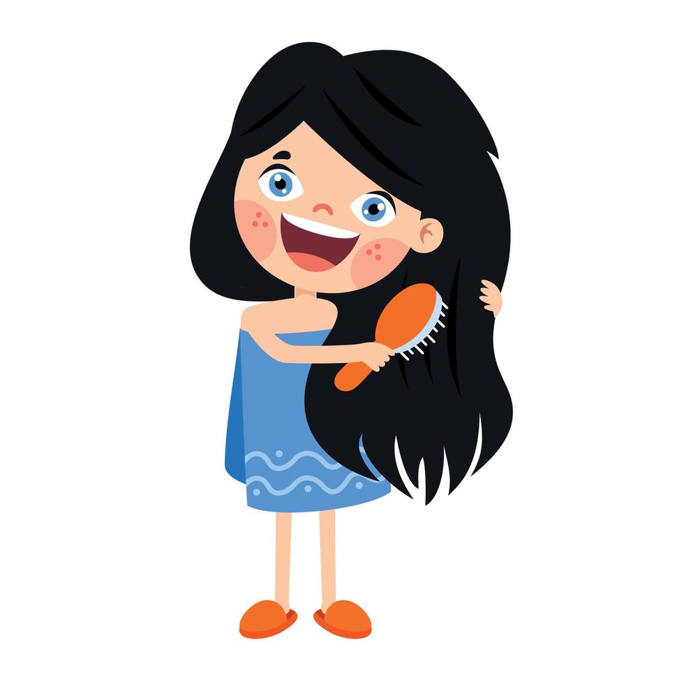 Hair Care Drawing With Cartoon Child vector