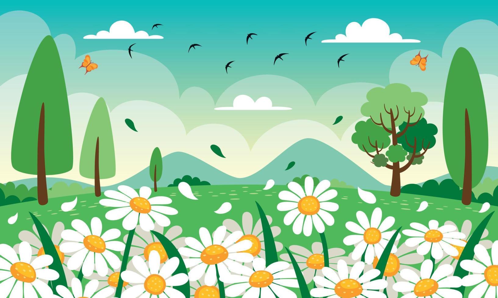 diseño de temporada de primavera con flores vector