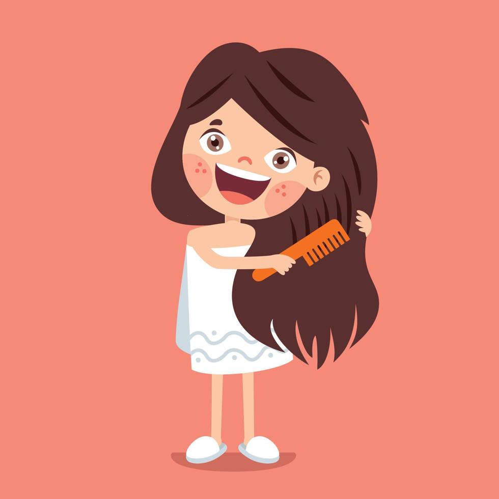 Hair Care Drawing With Cartoon Child vector