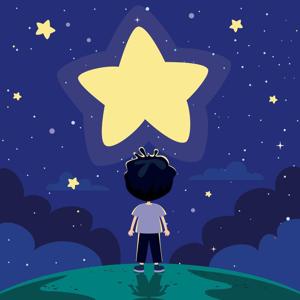 Concept Of Cartoon Character With Sky Elements vector