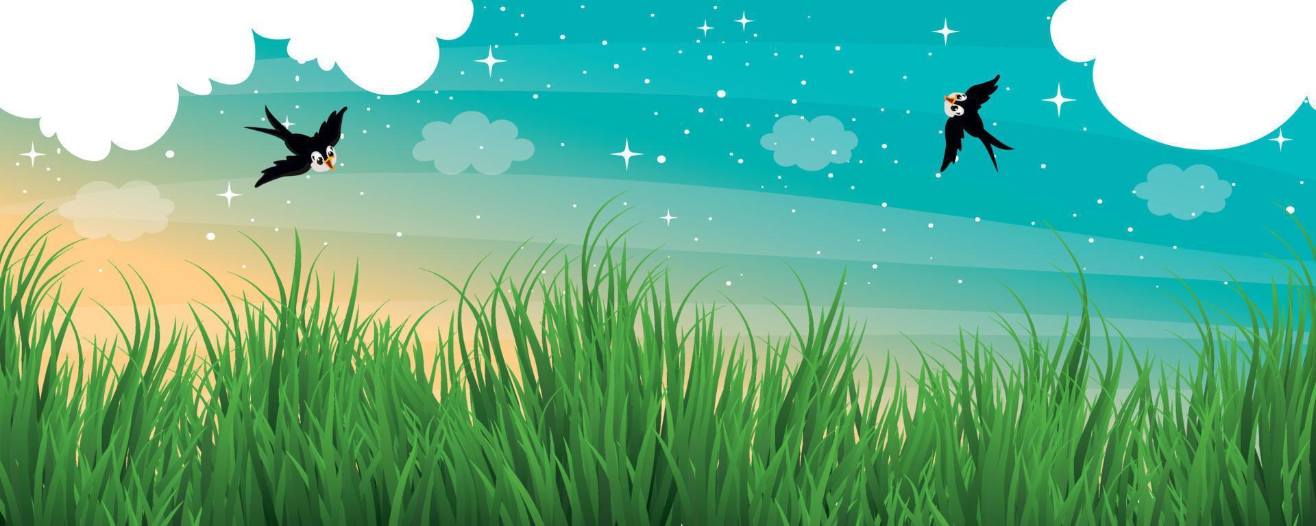 Green Nature Scenery With Grass vector