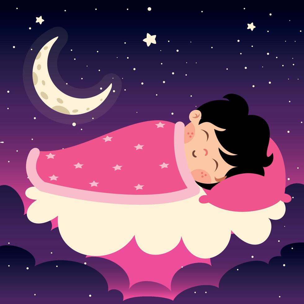 Cartoon Illustration Of Kid Sleeping vector