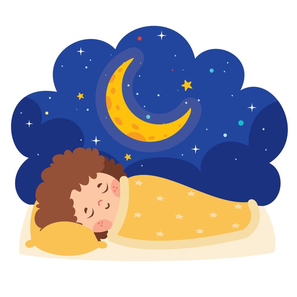 Cartoon Illustration Of Kid Sleeping vector