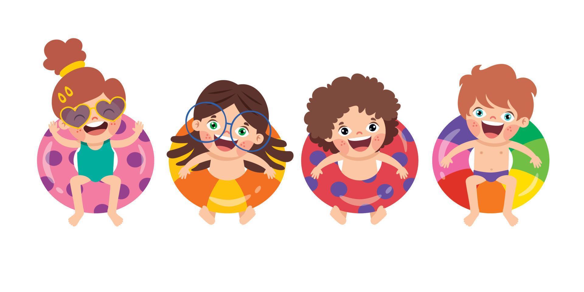 vacaciones de verano con niños de dibujos animados vector