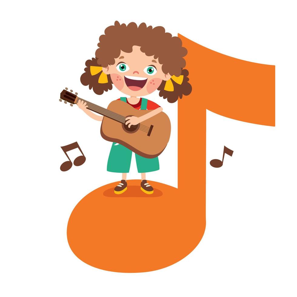 Funny Cartoon Kid Making Music vector