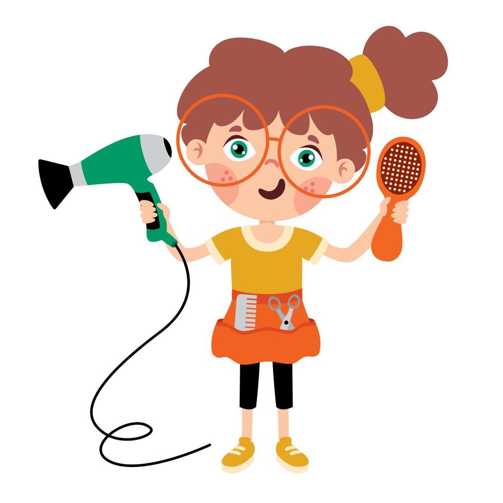 Hair Care Drawing With Cartoon Child vector