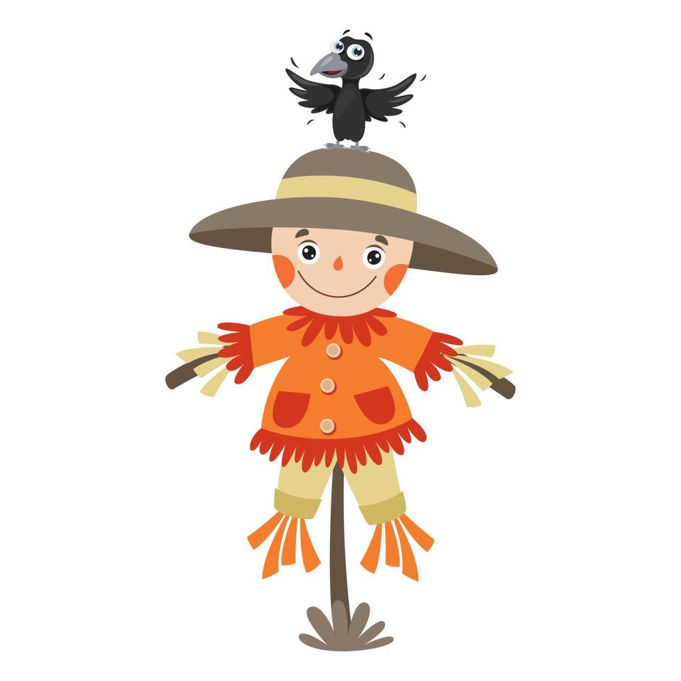 Cartoon Illustration Of A Scarecrow vector