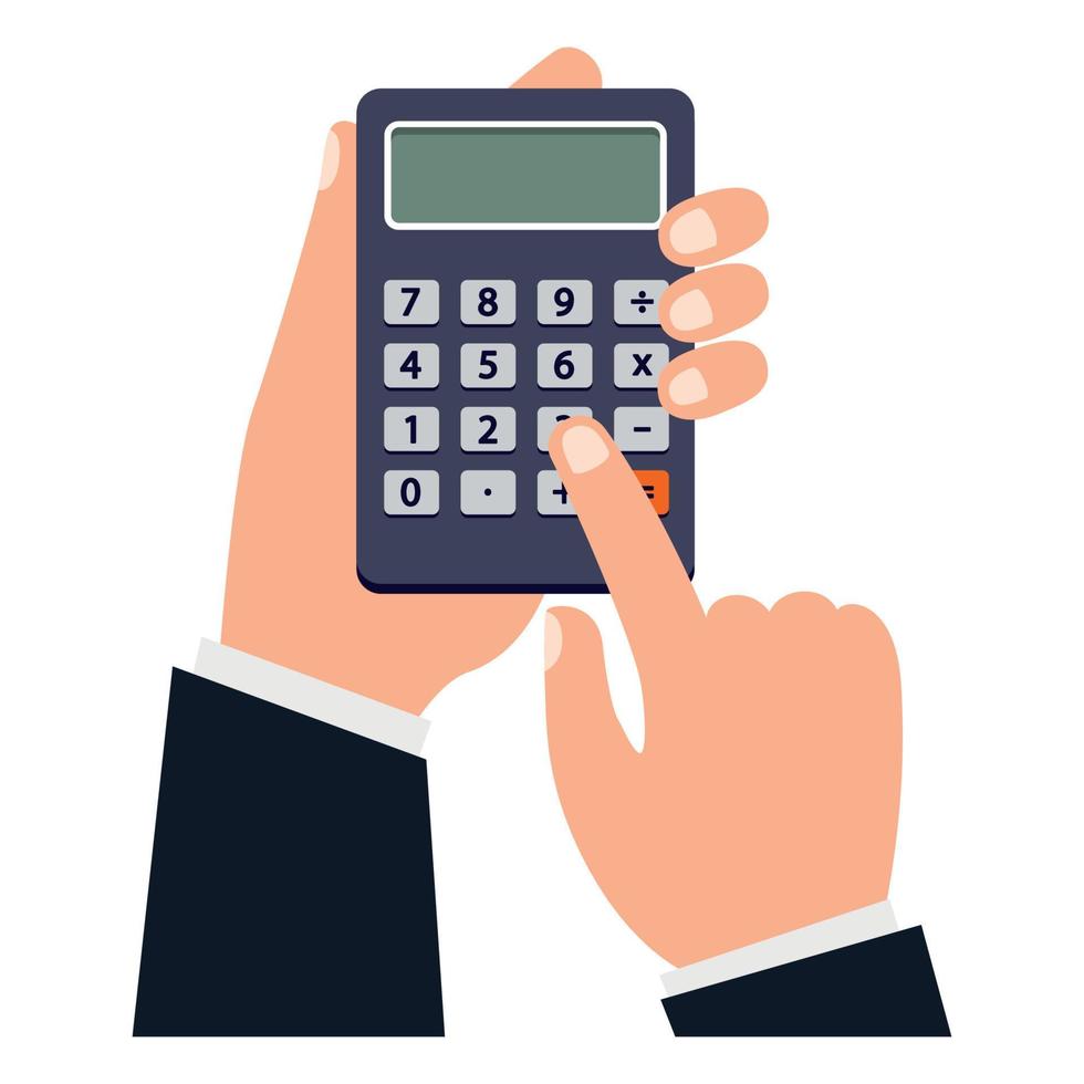 Man Using Flat Calculator Device vector