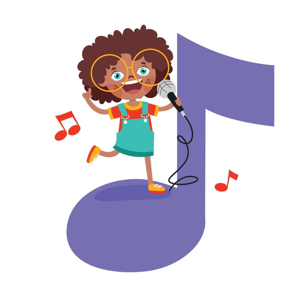 Funny Cartoon Kid Making Music vector