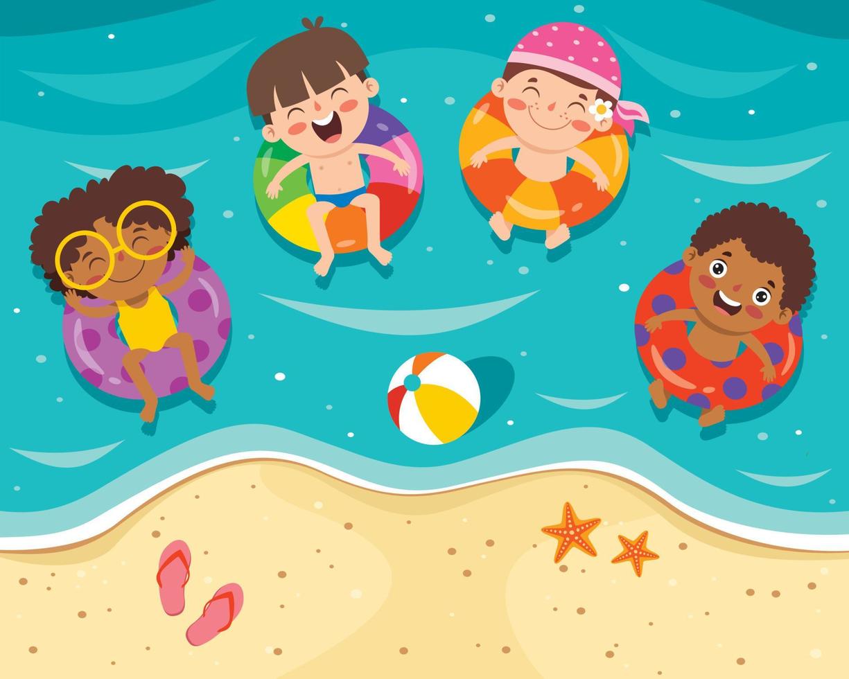 vacaciones de verano con niños de dibujos animados 13474179 Vector en  Vecteezy
