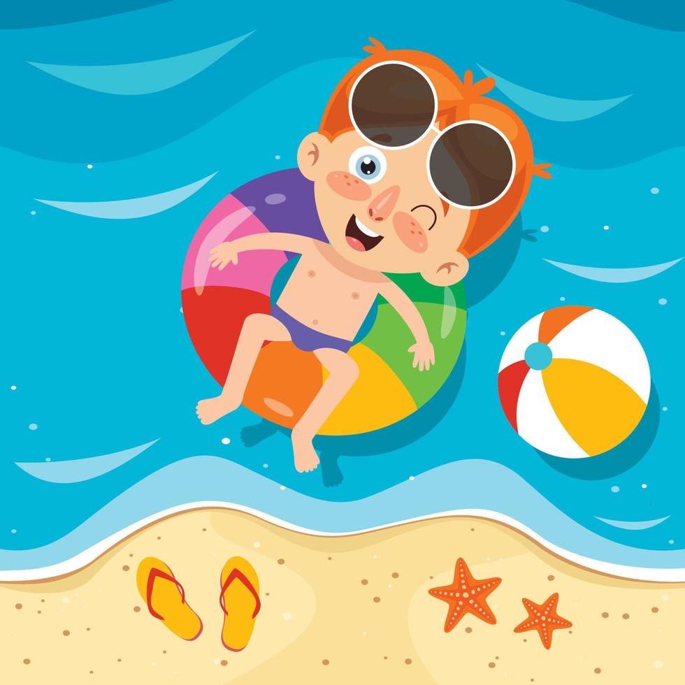 vacaciones de verano con niño de dibujos animados vector