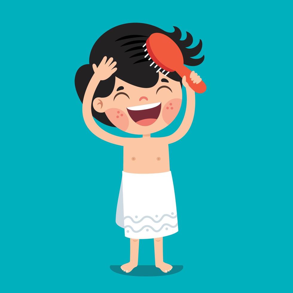 Hair Care Drawing With Cartoon Child vector