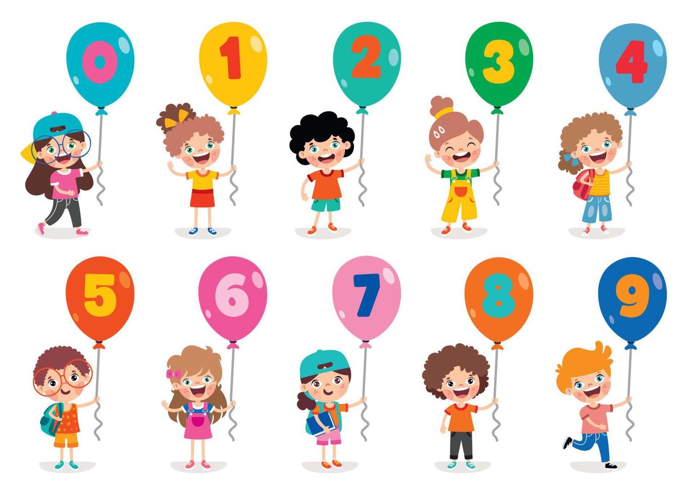 Set Of Colorful Flat Numbers vector