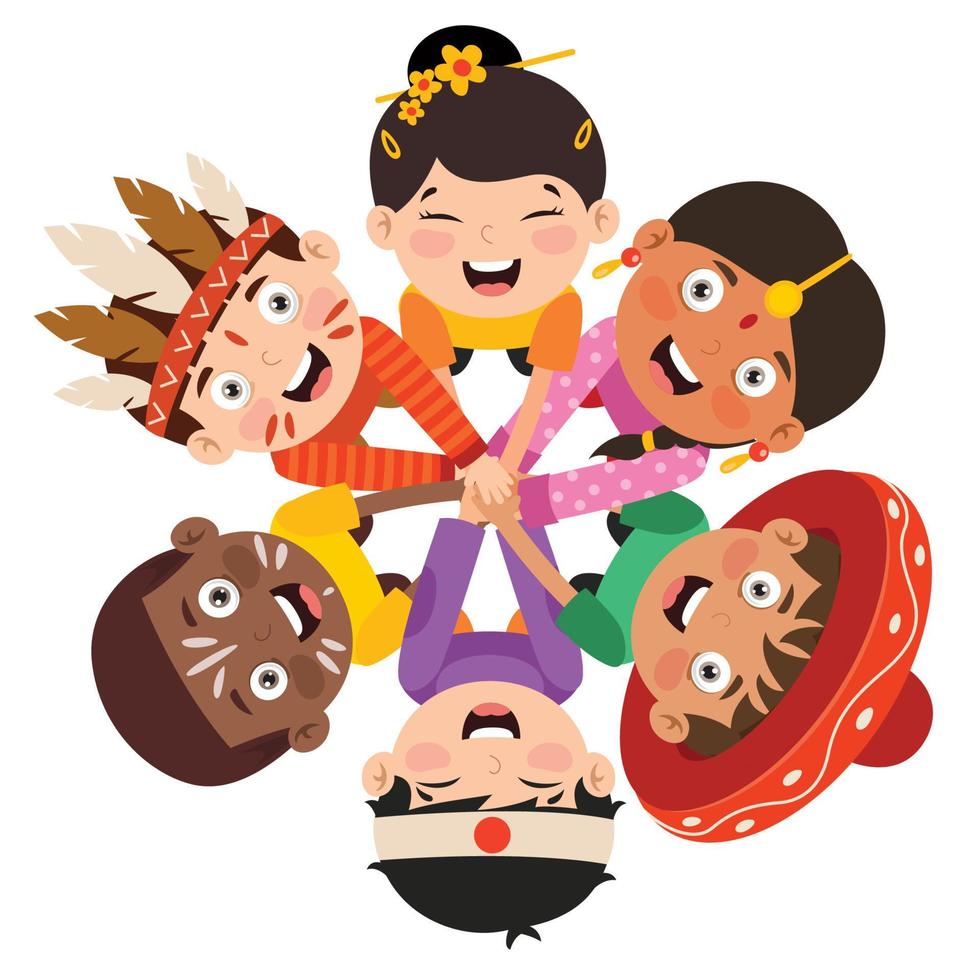 Multicultural Kids Putting Hands Together vector