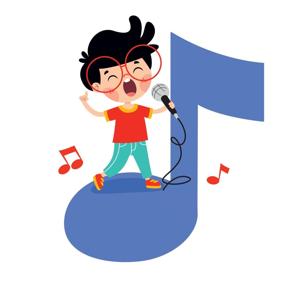 Funny Cartoon Kid Making Music vector