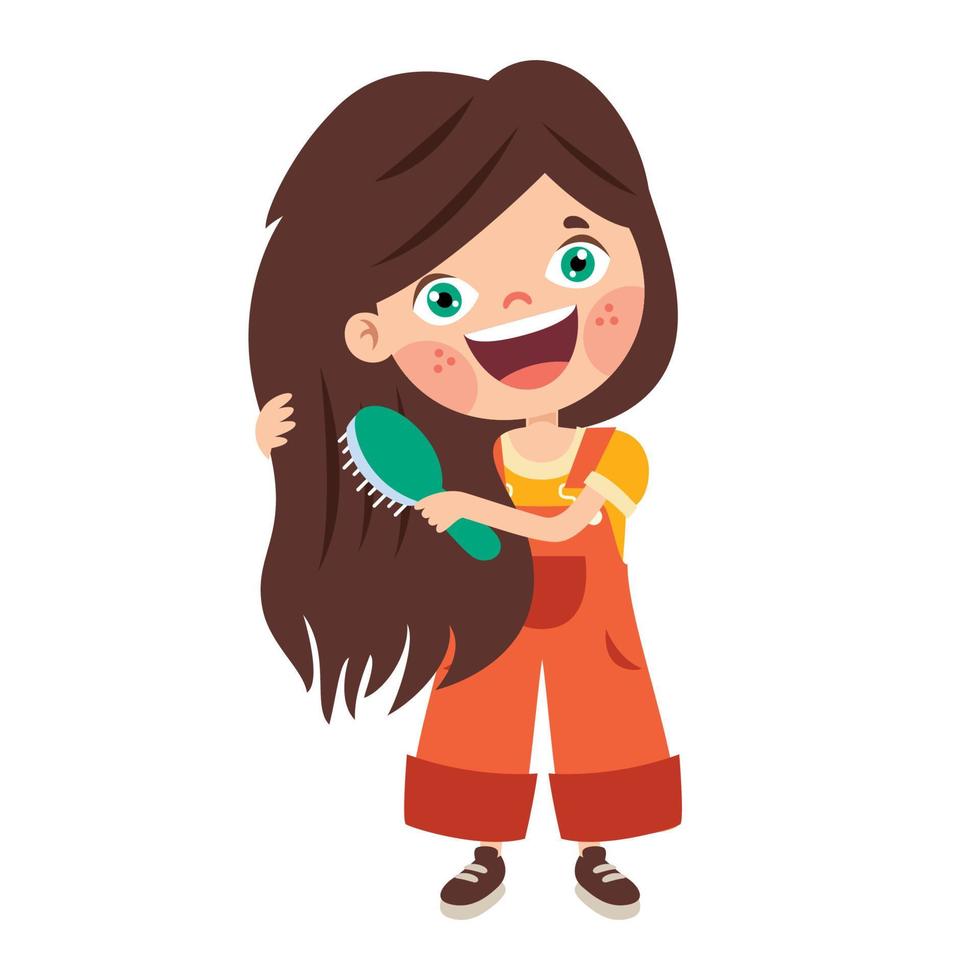 Hair Care Drawing With Cartoon Child vector