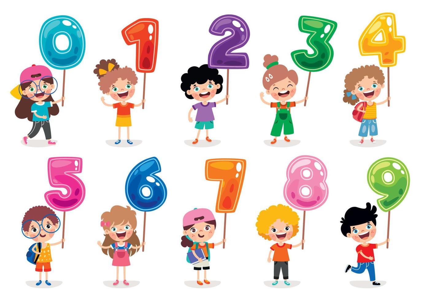 Set Of Colorful Flat Numbers vector