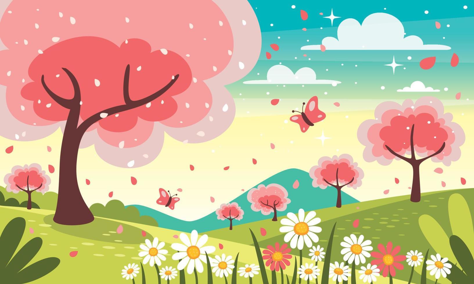 Spring Season Design With Flowers vector