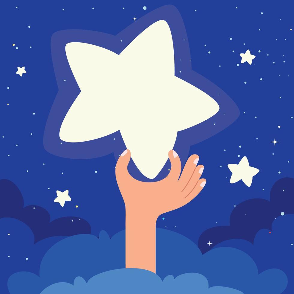 Raised Up Hand Holding Star vector