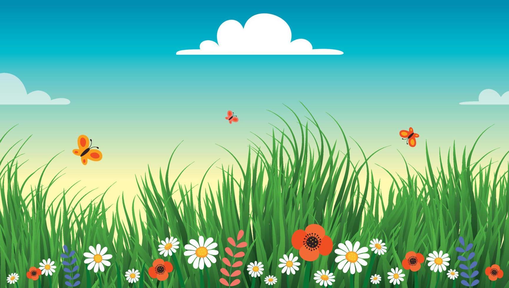 Green Nature Scenery With Grass vector