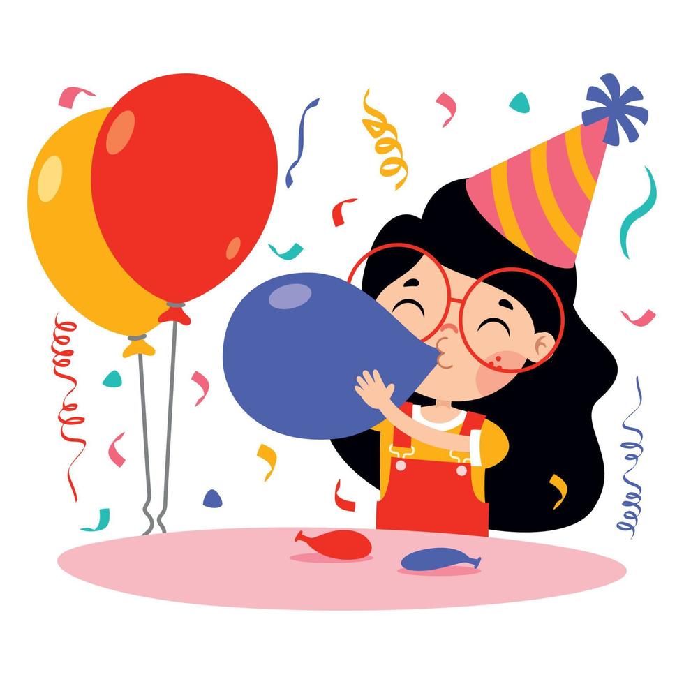 Cartoon Kid Celebrating Birthday Party vector