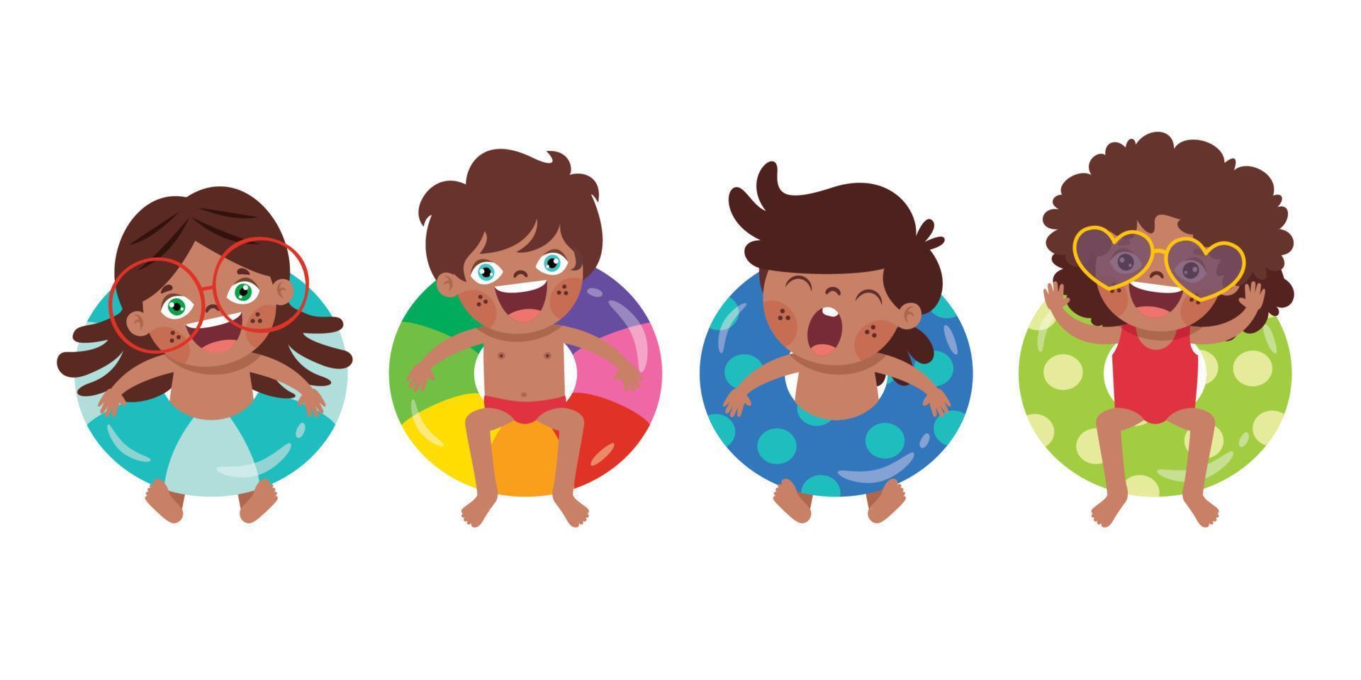 vacaciones de verano con niños de dibujos animados vector