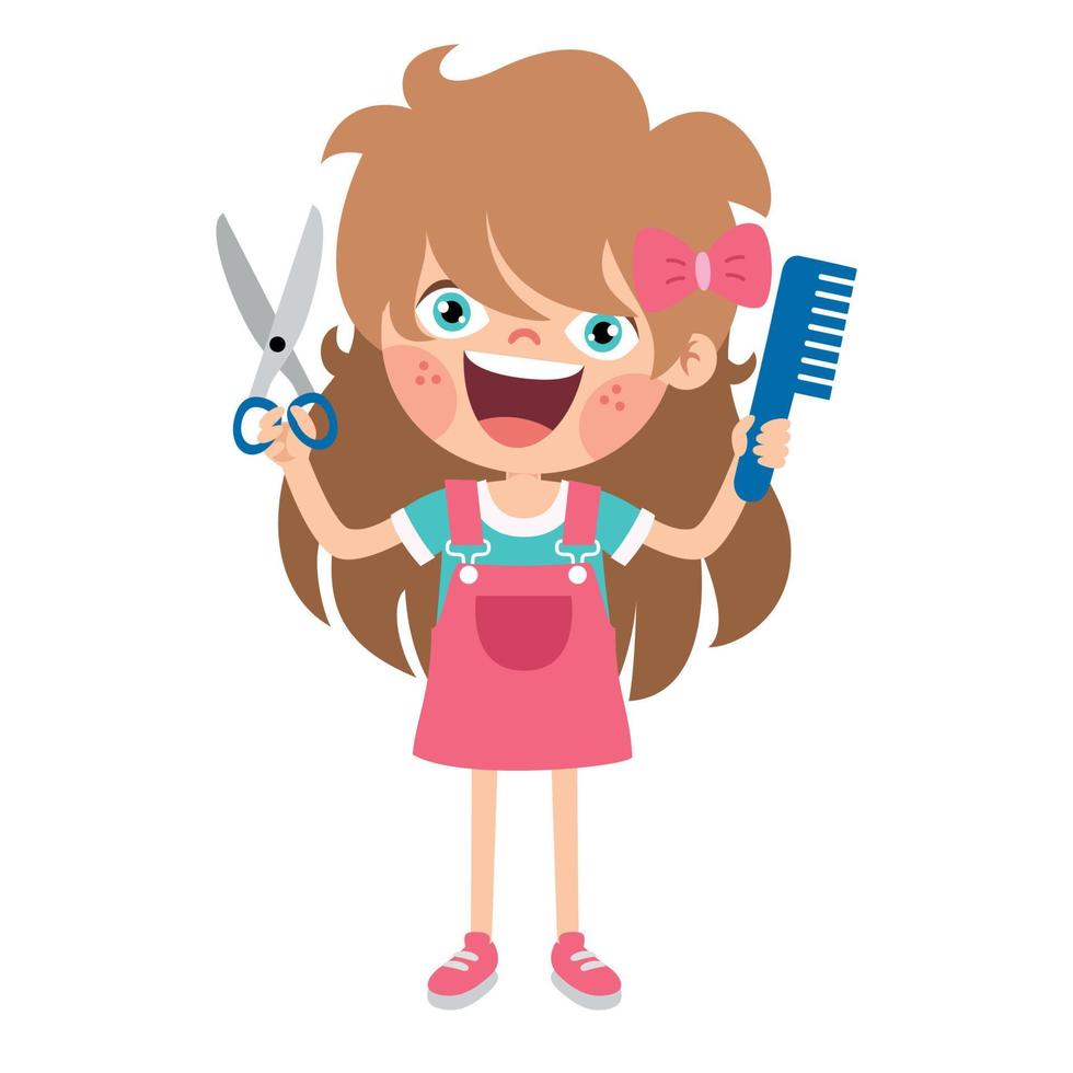 Hair Care Drawing With Cartoon Child vector