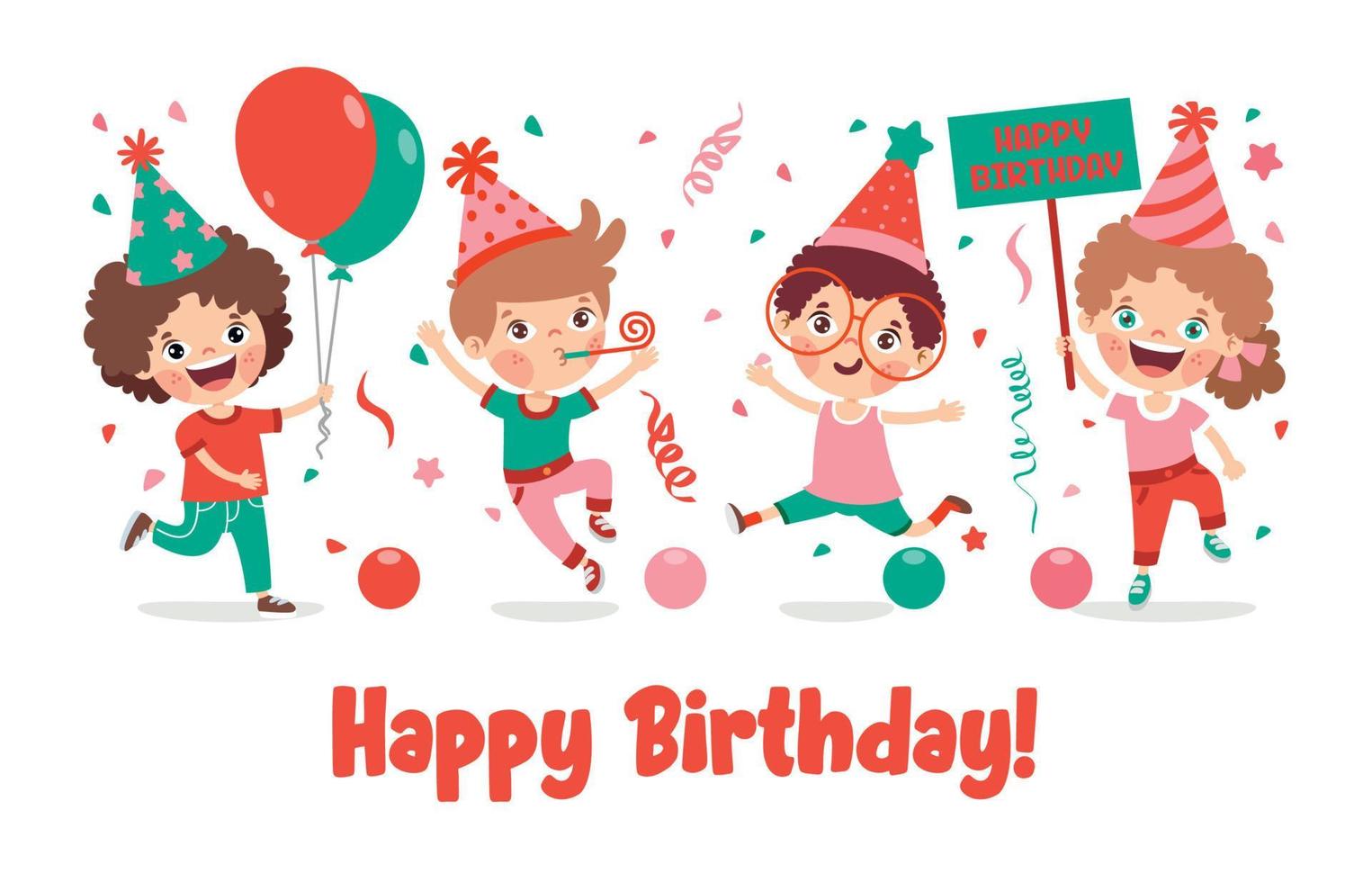 Cartoon Kids Celebrating Birthday Party vector