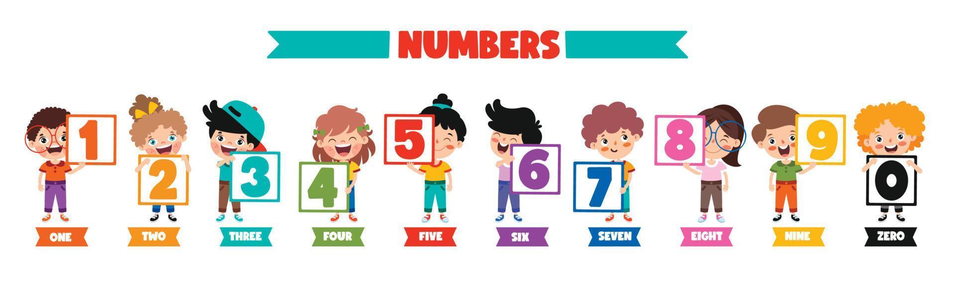 Set Of Colorful Flat Numbers vector
