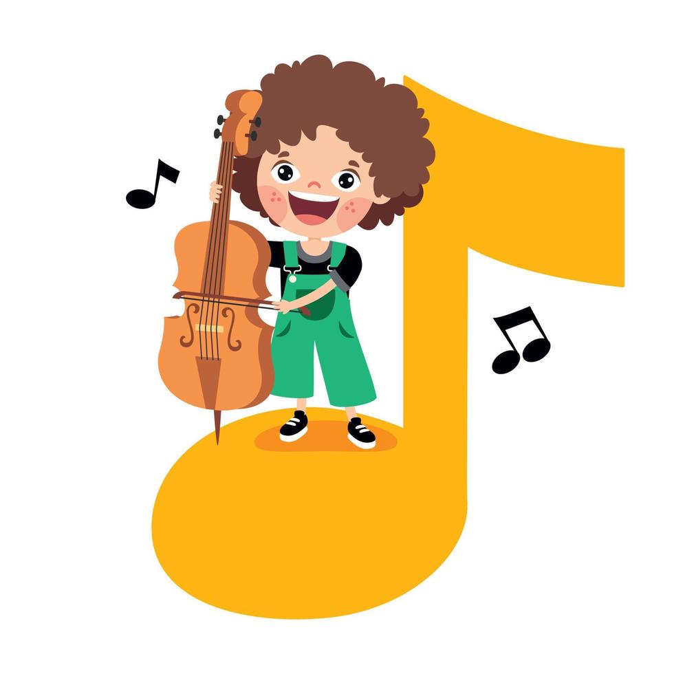 Funny Cartoon Kid Making Music vector