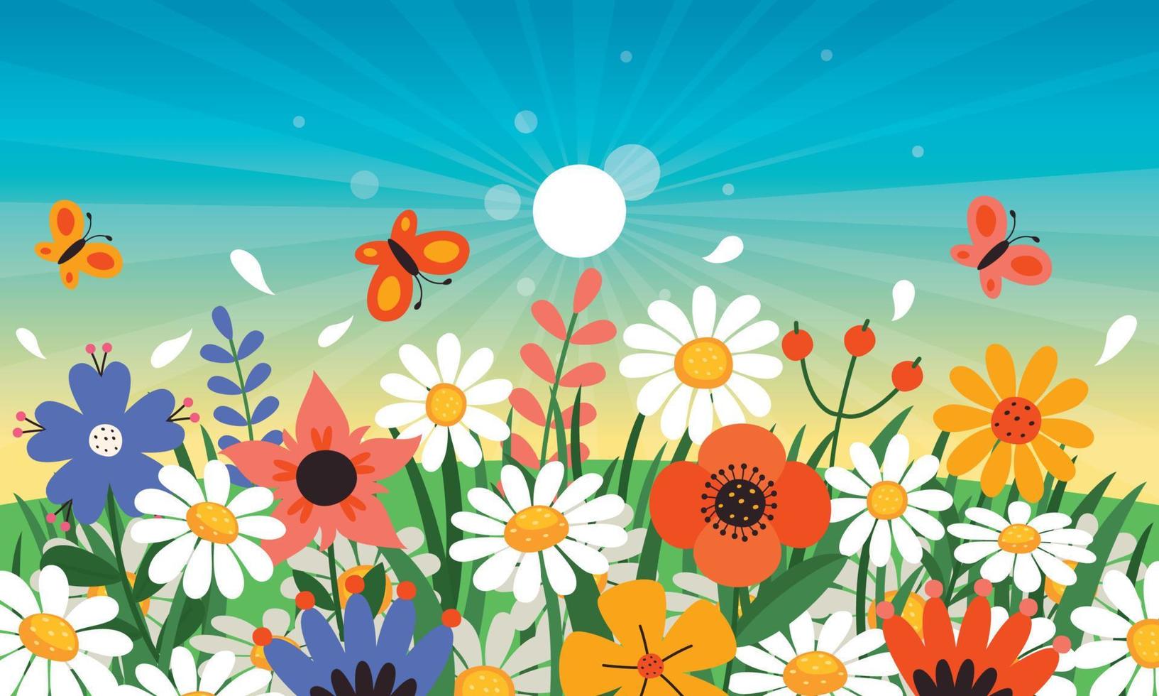 Spring Season Design With Flowers vector