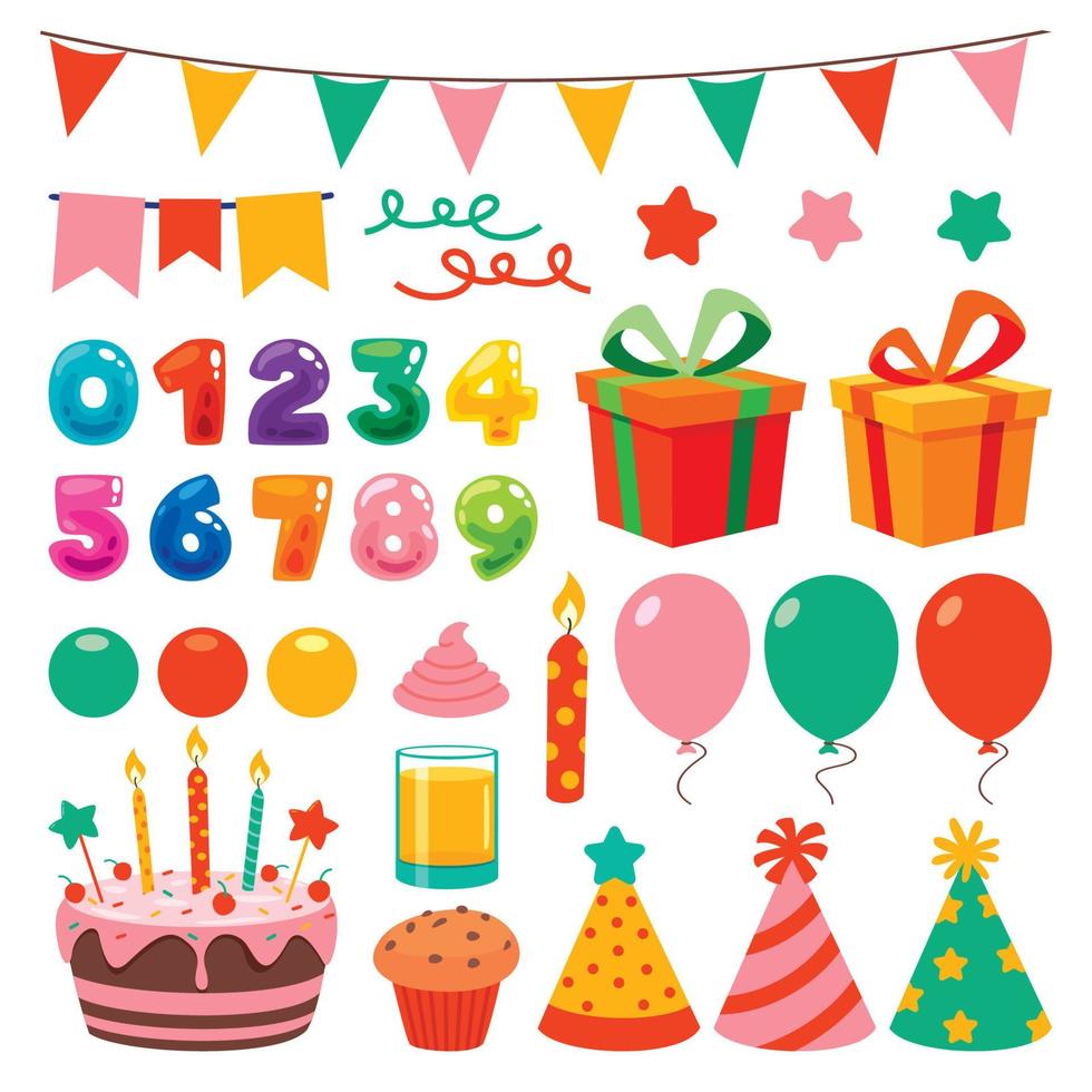 Collection Of Birthday Party Elements vector