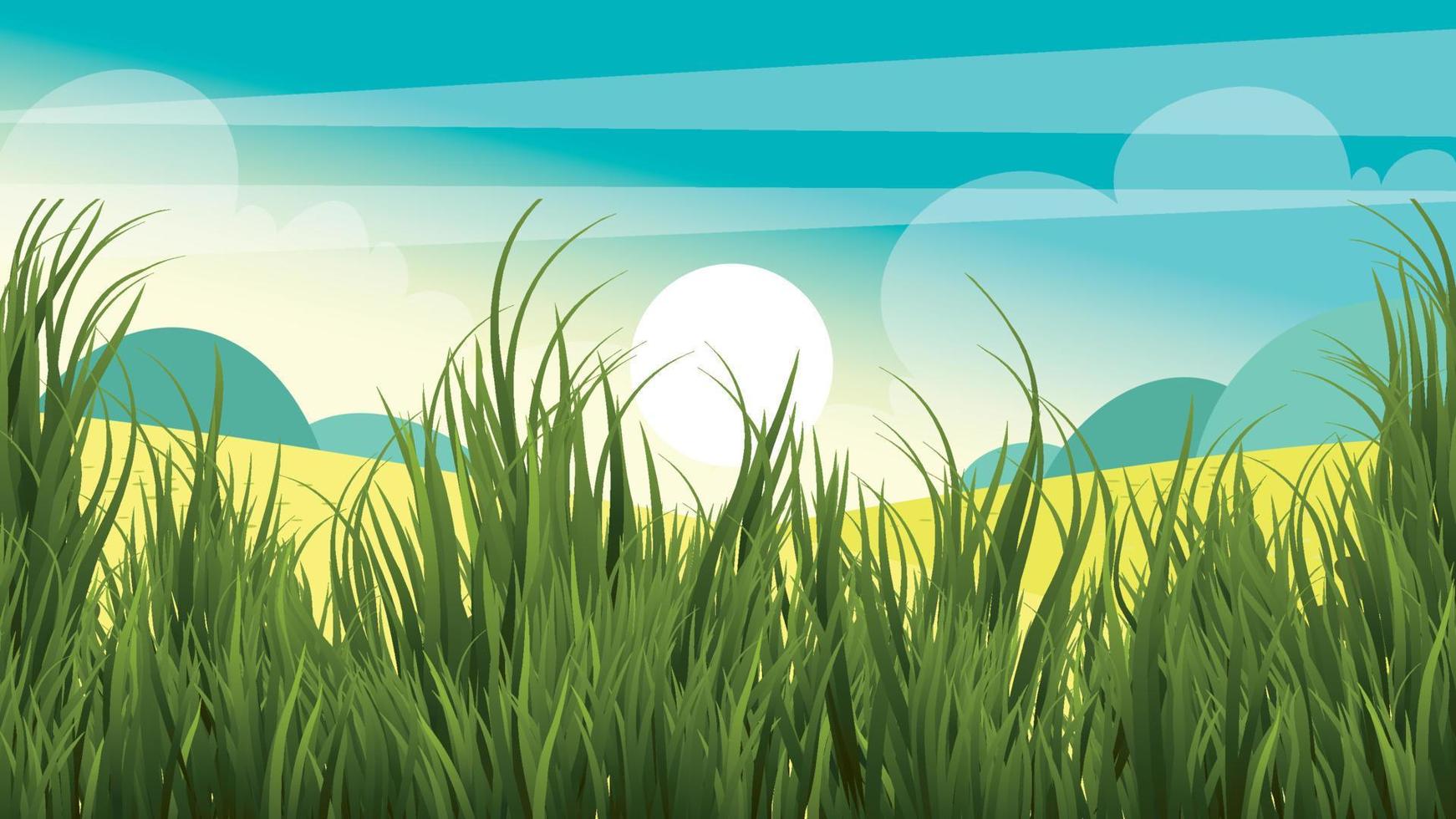 Green Nature Scenery With Grass vector