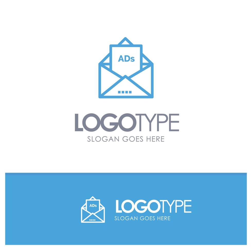 publicidad publicitaria correo electrónico carta correo contorno azul logotipo con lugar para el eslogan vector